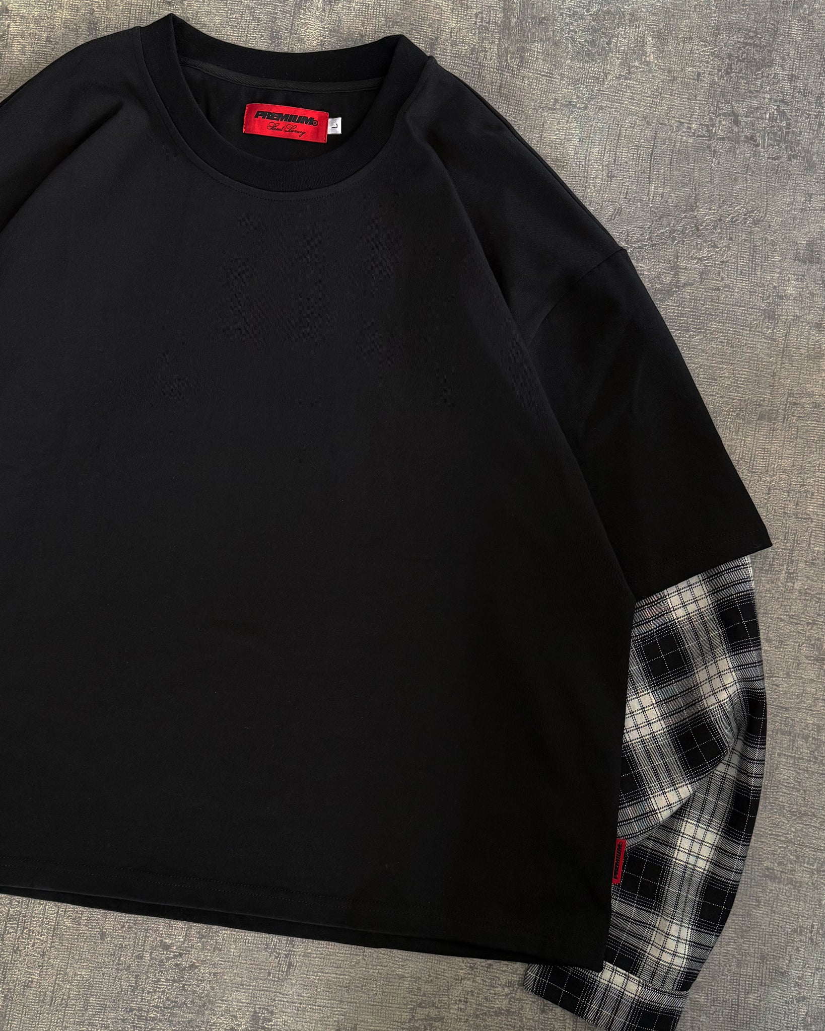 FLANNEL Layered T-Shirt (Black)